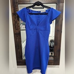 Short blue low cut dress
